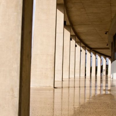 polished concrete outside walkway